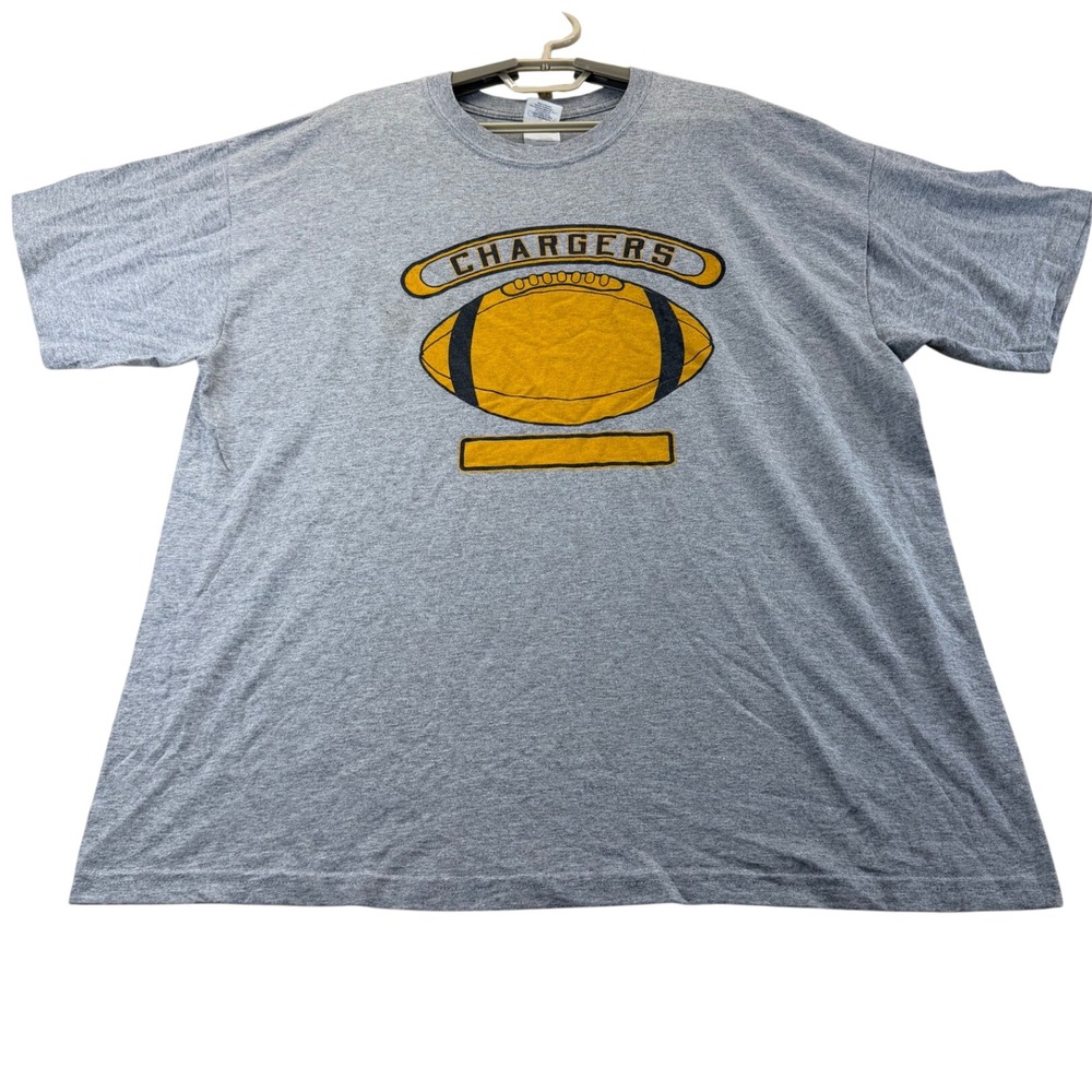 Gildan T-Shirt Mens XL Gray Chargers Football Graphic Short Sleeve Crew Neck Tee